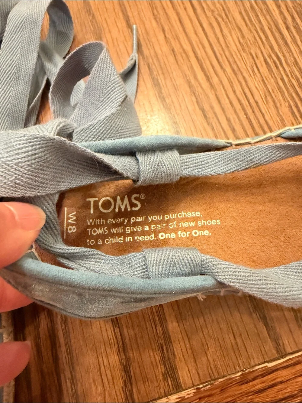 Toms Light Blue Tie-Ankle Espadrille